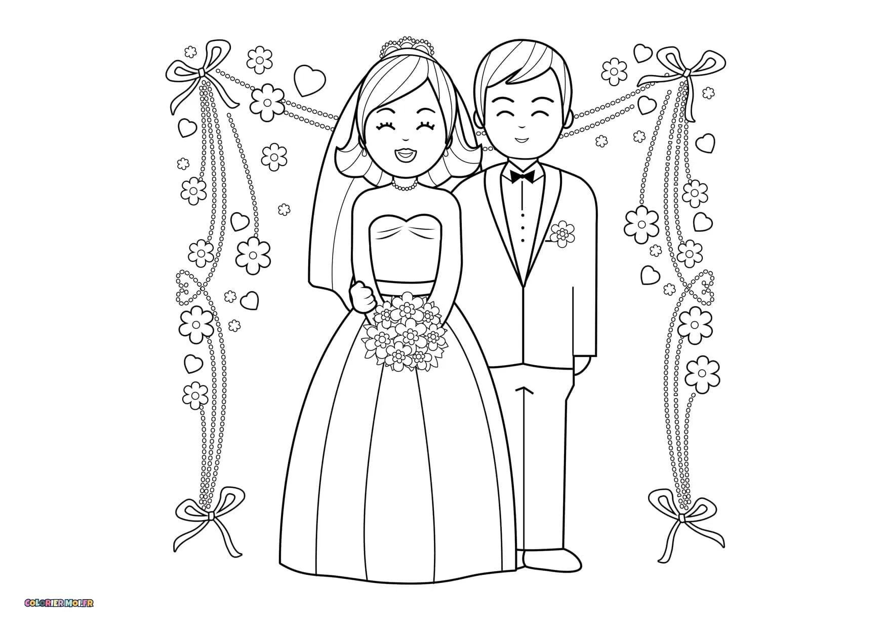 Dessin à colorier de Mariage