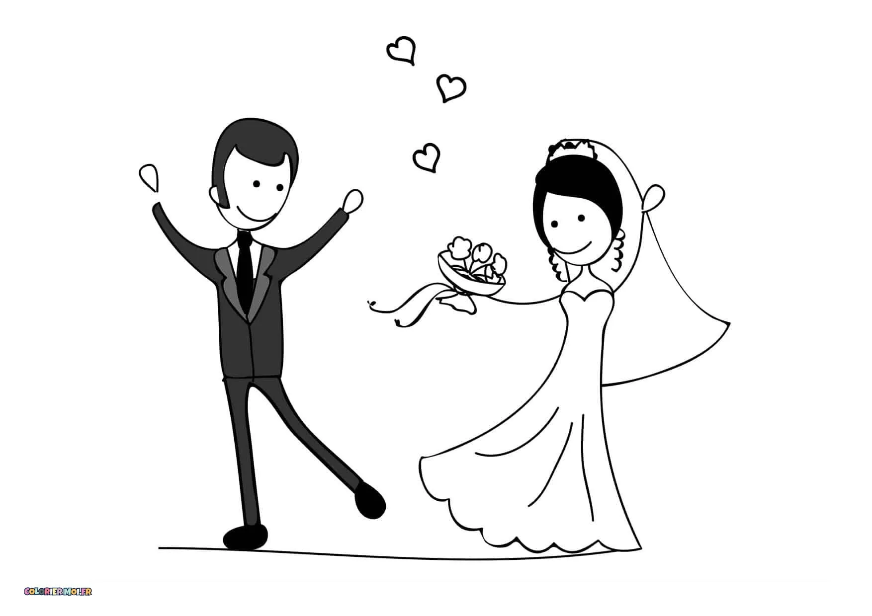 Dessin à colorier de Mariage