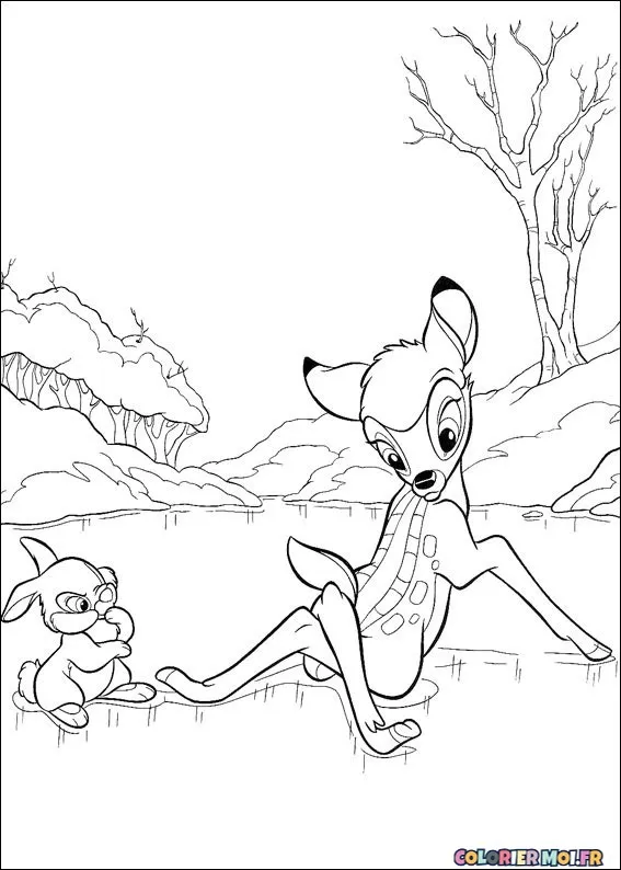 dessin de Bambi 27 à télécharger imprimer et colorier.