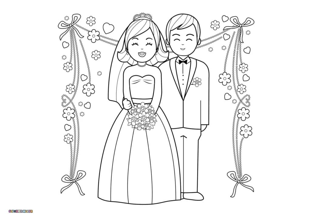 dessin de Mariage 20 à télécharger imprimer et colorier.